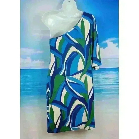 SEE YOU IN MIAMI Womans ONE SLEEVE Dress STRETCH Multi Color Colorful size S/M - Picture 5 of 6